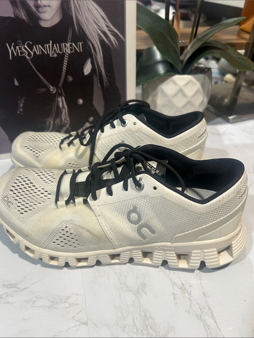 On Running Woman Athletic Sneakers in Off-White and Black